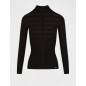 Pull col roulé ajusté marron femme