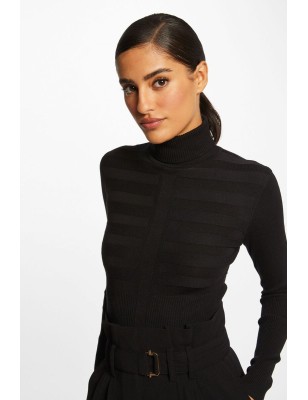 Pull col roulé ajusté marron femme
