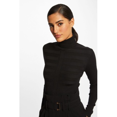 Pull col roulé ajusté marron femme