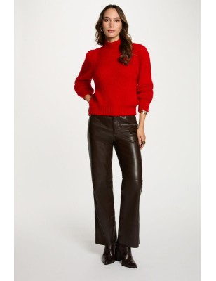 Pantalon similicuir marron femme