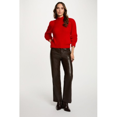 Pantalon similicuir marron femme
