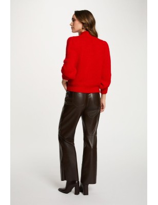 Pantalon similicuir marron femme