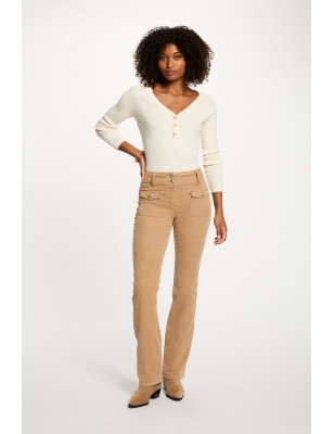 Pantalon ajusté velours sable femme