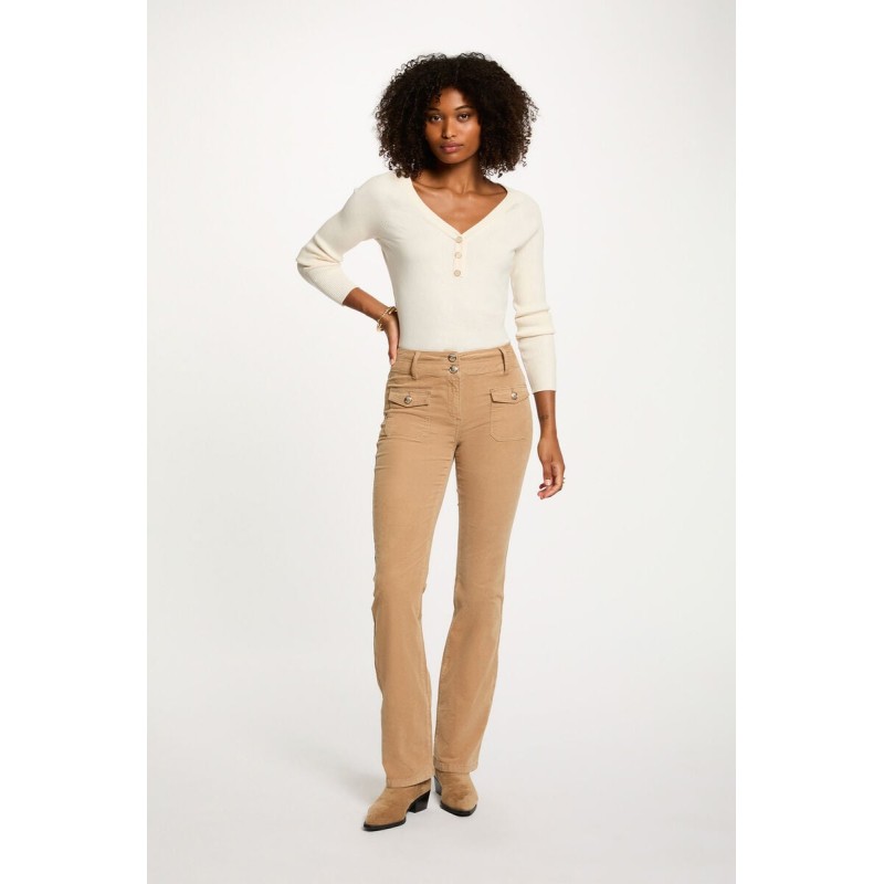 Pantalon ajusté velours sable femme
