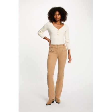 Pantalon ajusté velours sable femme