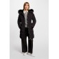 Doudoune longue à capuche noir femme
