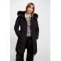 Doudoune longue à capuche noir femme