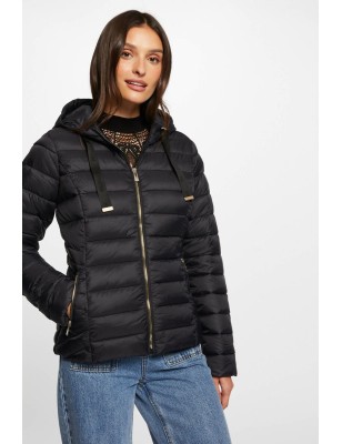 Doudoune à capuche noir femme