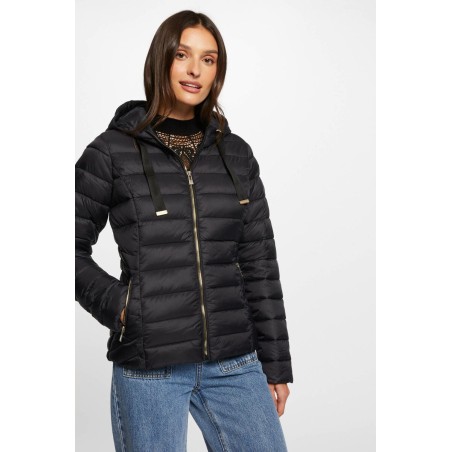 Doudoune à capuche noir femme