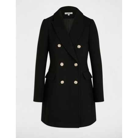 Manteau mi-long avec boutons taupe femme