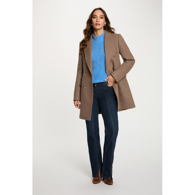Manteau mi-long avec boutons taupe femme Manteau mi-long avec boutons taupe femme