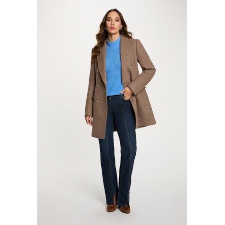Manteau mi-long avec boutons taupe femme