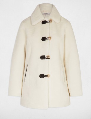 Manteau court fausse fourrure ivoire femme