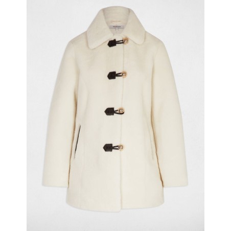 Manteau court fausse fourrure ivoire femme