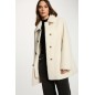 Manteau court fausse fourrure ivoire femme