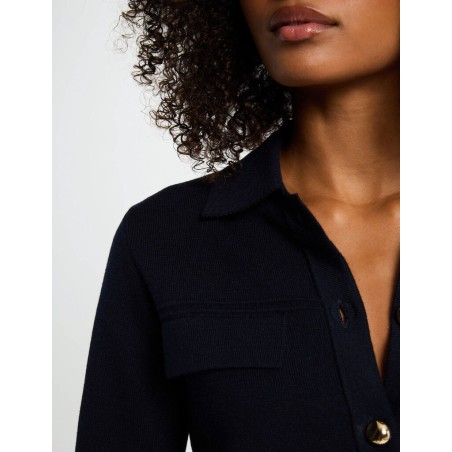 Gilet manches longues bleu marine femme