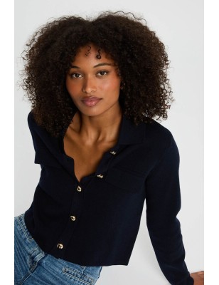 Gilet manches longues bleu marine femme