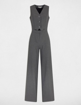 Combinaison fluide sans manches gris moyen femme