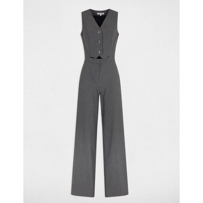 Combinaison fluide sans manches gris moyen femme