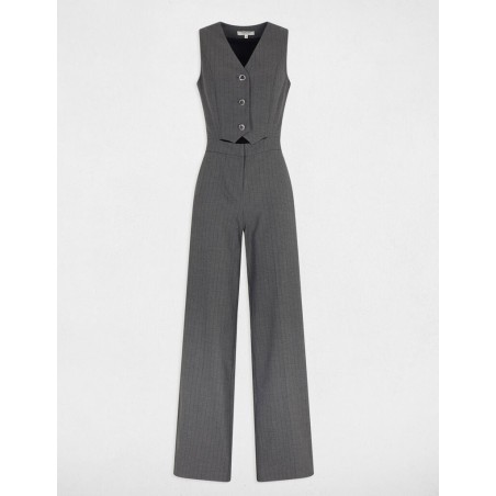 Combinaison fluide sans manches gris moyen femme