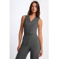 Combinaison fluide sans manches gris moyen femme