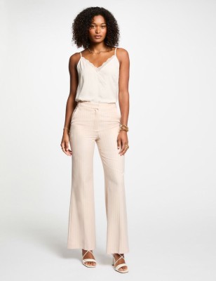 Pantalon large rayé rose clair