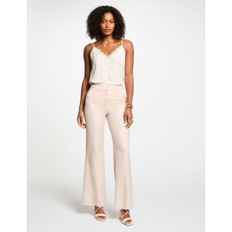 Pantalon large rayé rose clair